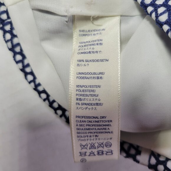 Rebecca Minkoff Professional Navy & White Silk Geometric Pencil Skirt Size 0 - Picture 3 of 7